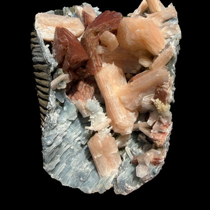 Heulandite & Peach Stilbite on Sparkling Icy-Blue Chalcedony Matrix – Rare Indian Zeolite Mineral Specimen from Maharashtra # DKT137 Heulandite Superb Minerals 