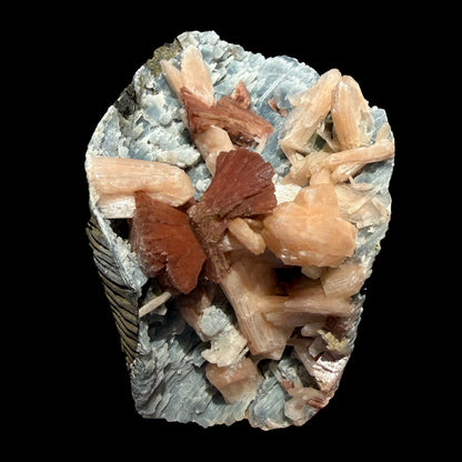Heulandite & Peach Stilbite on Sparkling Icy-Blue Chalcedony Matrix – Rare Indian Zeolite Mineral Specimen from Maharashtra # DKT137 Heulandite Superb Minerals 