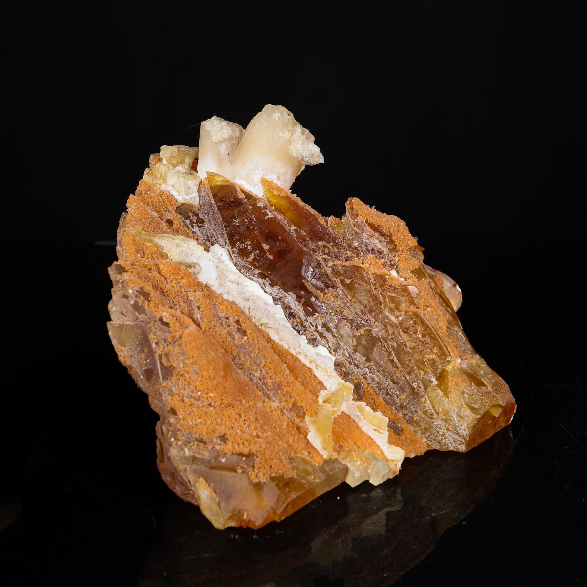 Honey Calcite with Stilbite, Heulandite & Mordenite - Multi-Mineral Collector Specimen from Madhya Pradesh # B 7219 Calcite Superb Minerals 