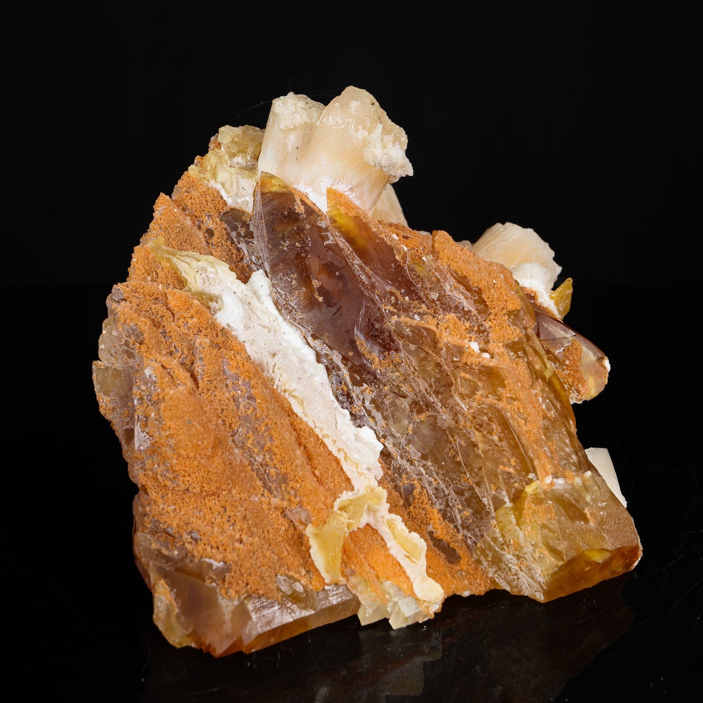 Honey Calcite with Stilbite, Heulandite & Mordenite - Multi-Mineral Collector Specimen from Madhya Pradesh # B 7219 Calcite Superb Minerals 