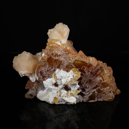 Honey Calcite with Stilbite, Heulandite & Mordenite - Multi-Mineral Collector Specimen from Madhya Pradesh # B 7219 Calcite Superb Minerals 