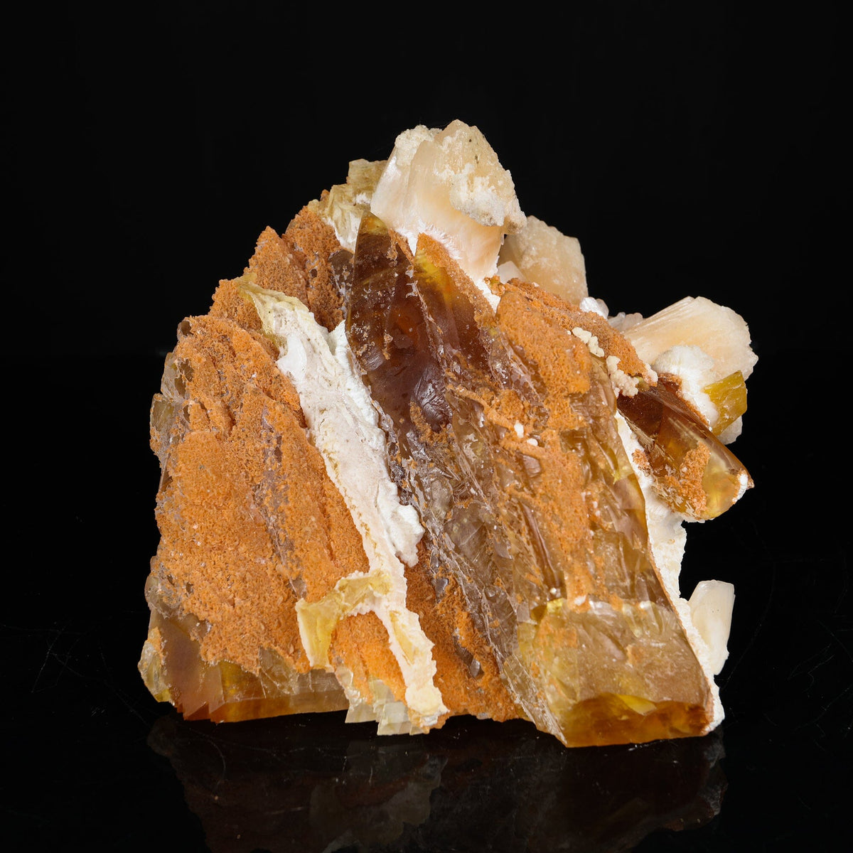Honey Calcite with Stilbite, Heulandite & Mordenite - Multi-Mineral Collector Specimen from Madhya Pradesh # B 7219 Calcite Superb Minerals 