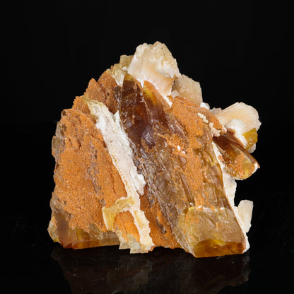 Honey Calcite with Stilbite, Heulandite & Mordenite - Multi-Mineral Collector Specimen from Madhya Pradesh # B 7219 Calcite Superb Minerals 