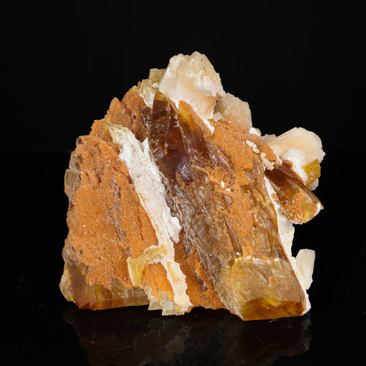 Honey Calcite with Stilbite, Heulandite & Mordenite - Multi-Mineral Collector Specimen from Madhya Pradesh # B 7219 Calcite Superb Minerals 