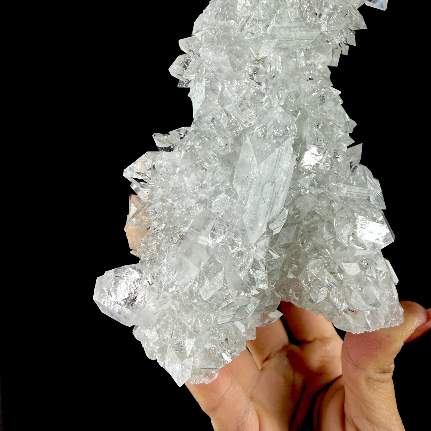 Icy Clear Apophyllite Cluster with Stilbite – Zeolite Mineral from Jalgaon,India # DKT127 Apophyllite Superb Minerals 