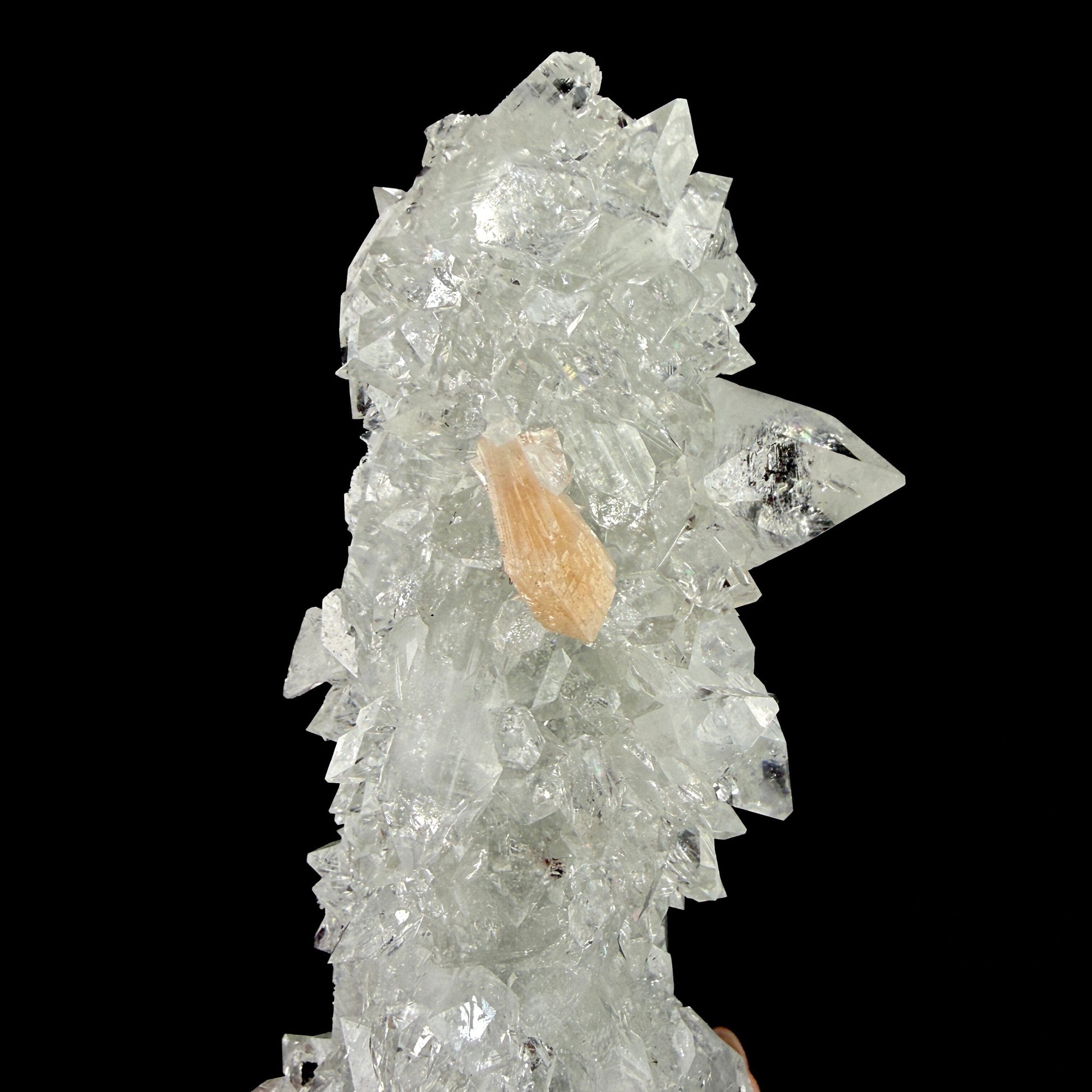 Icy Clear Apophyllite Cluster with Stilbite – Zeolite Mineral from Jalgaon,India # DKT127 Apophyllite Superb Minerals 