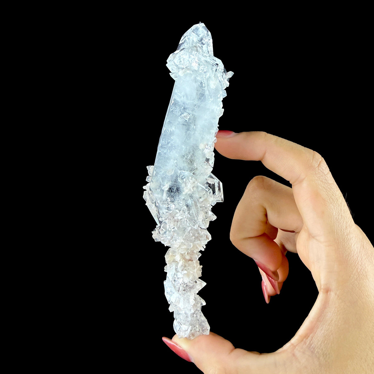 Icy Clear Apophyllite Cluster with Stilbite – Zeolite Mineral from Jalgaon,India # DKT145 Apophyllite Superb Minerals 