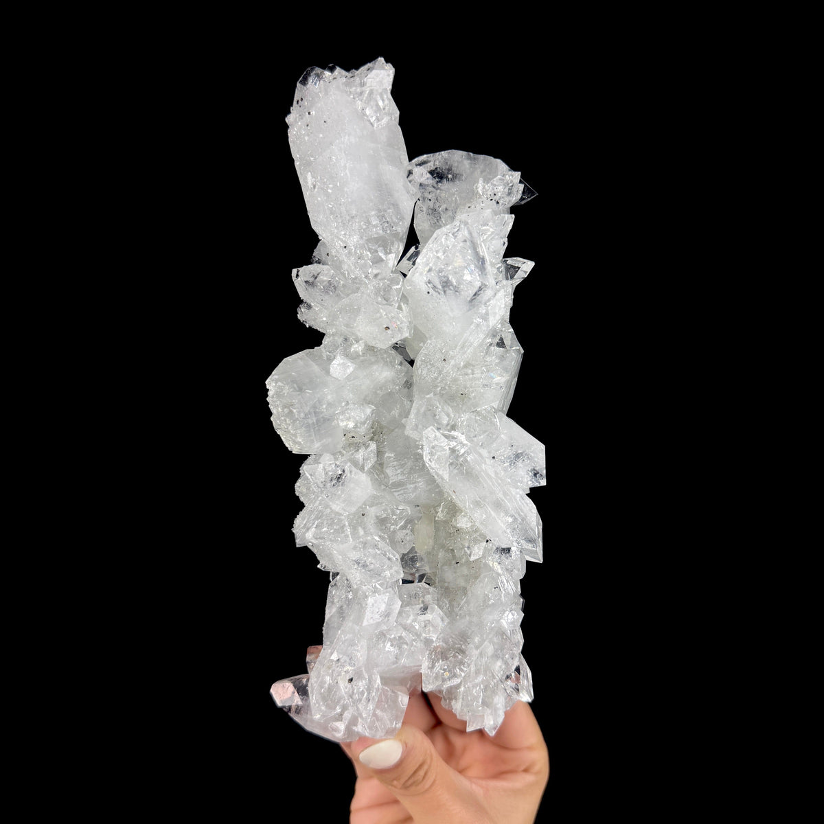 Icy Clear Apophyllite Cluster – Zeolite Mineral from Jalgaon,India # DKT181 Apophyllite Superb Minerals 