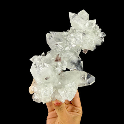 Icy Clear Apophyllite Crystals with Heulandite – Indian Zeolite Specimen from Jalgaon # DKT103 Apophyllite Superb Minerals 
