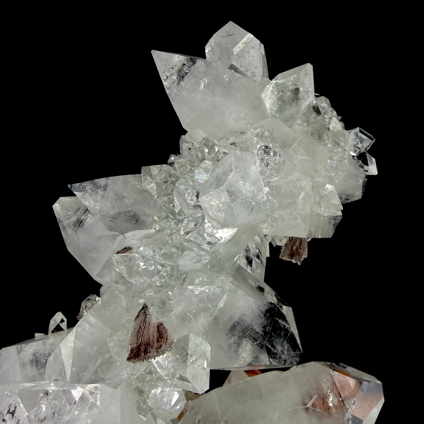 Icy Clear Apophyllite Crystals with Heulandite – Indian Zeolite Specimen from Jalgaon # DKT103 Apophyllite Superb Minerals 