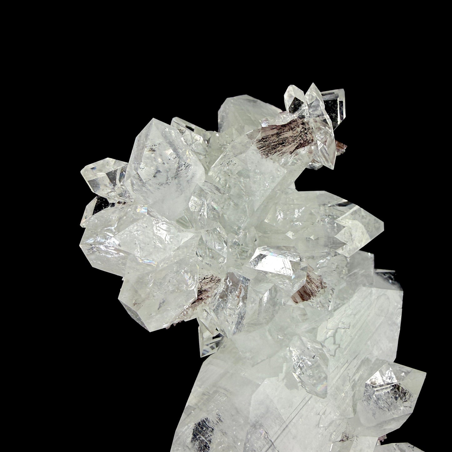 Icy Clear Apophyllite Crystals with Heulandite – Indian Zeolite Specimen from Jalgaon # DKT103 Apophyllite Superb Minerals 