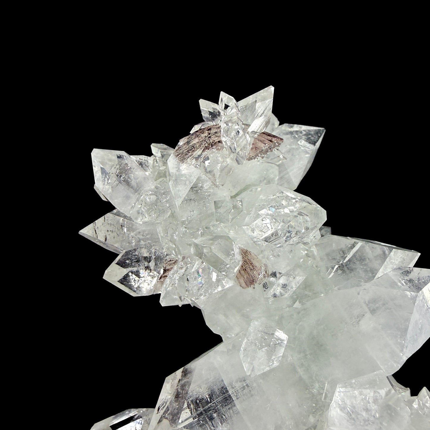 Icy Clear Apophyllite Crystals with Heulandite – Indian Zeolite Specimen from Jalgaon # DKT103 Apophyllite Superb Minerals 