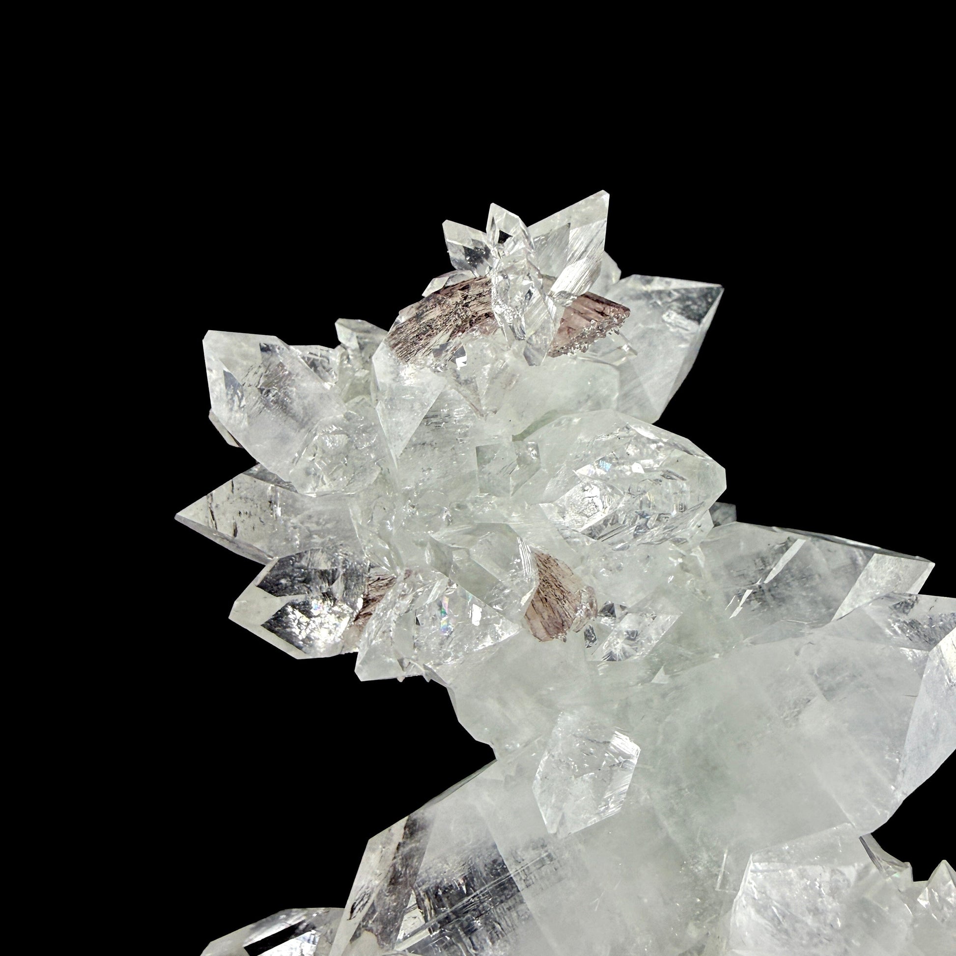 Icy Clear Apophyllite Crystals with Heulandite – Indian Zeolite Specimen from Jalgaon # DKT103 Apophyllite Superb Minerals 
