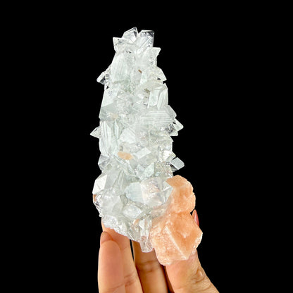 Icy Clear Apophyllite Pyramid Cluster with Stilbite – Zeolite Mineral Specimen from Jalgaon,India # DKT95 Apophyllite Superb Minerals 