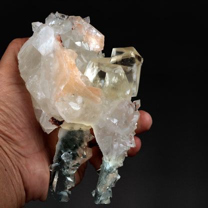 Calcite with Apophyllite and Stilbite on Chalcedony - #20T16