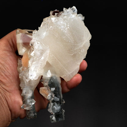 Calcite with Apophyllite and Stilbite on Chalcedony - #20T16