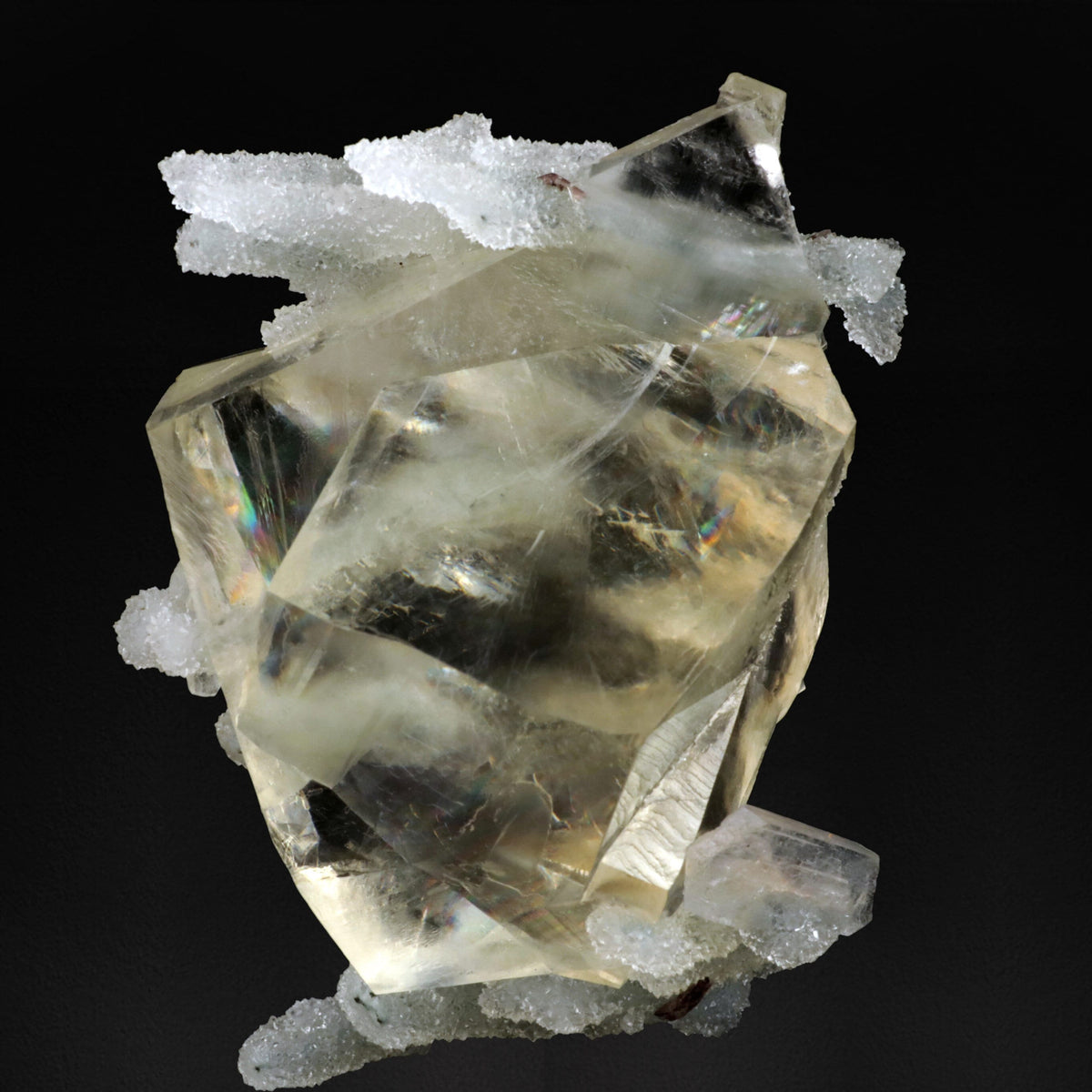 Calcite with Stilbite on Chalcedony - #20T21