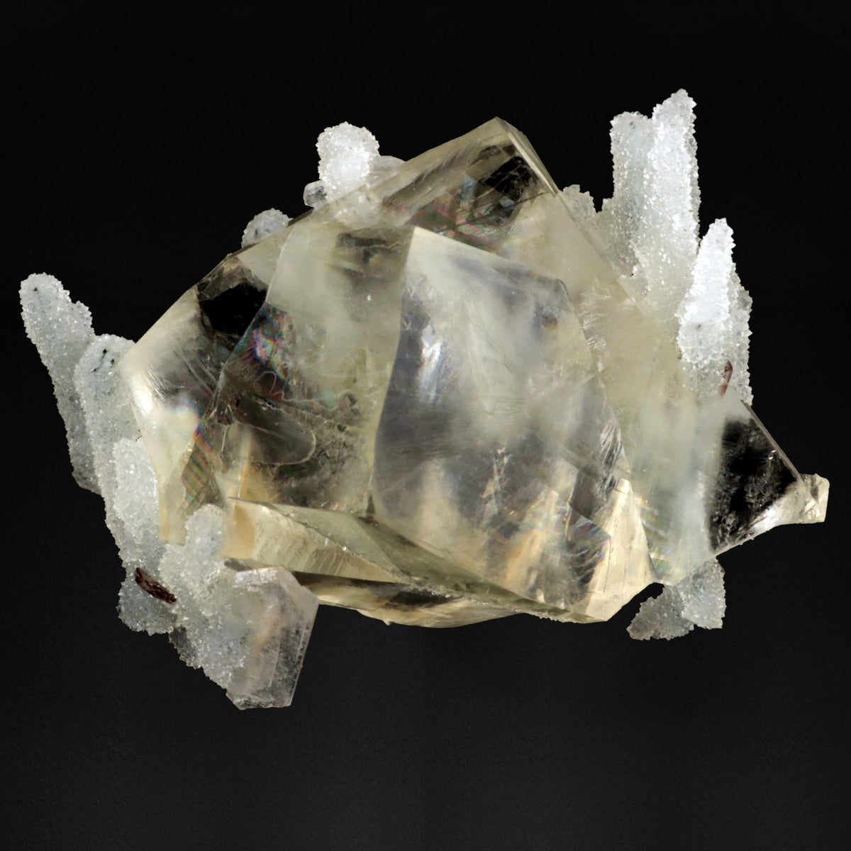 Calcite with Stilbite on Chalcedony - #20T21