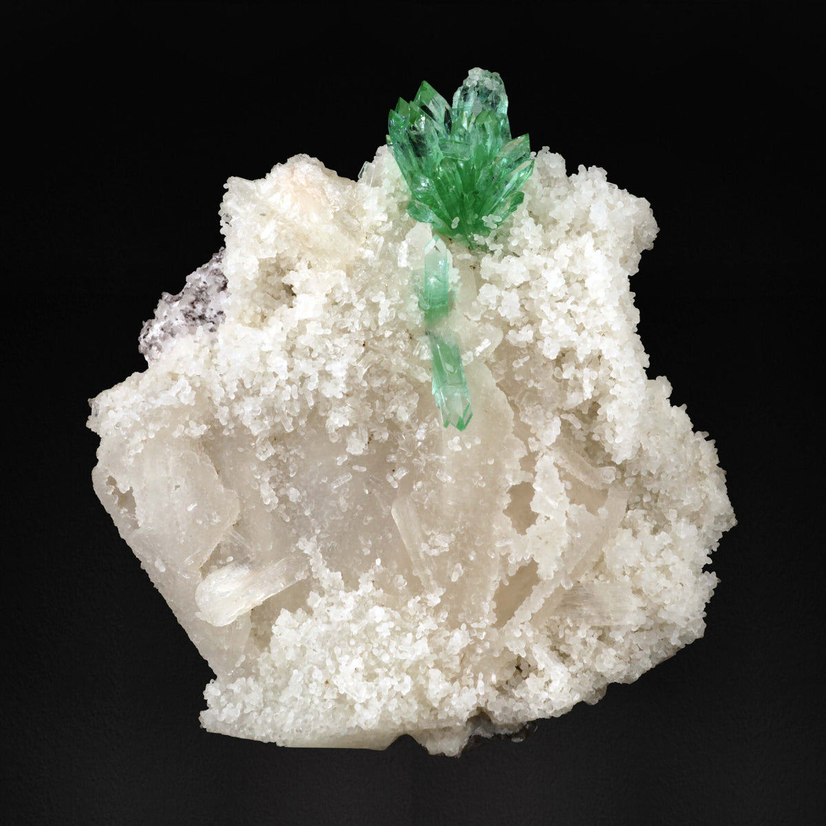 Green Apophyllite with Calcite on Chalcedony - #20T34