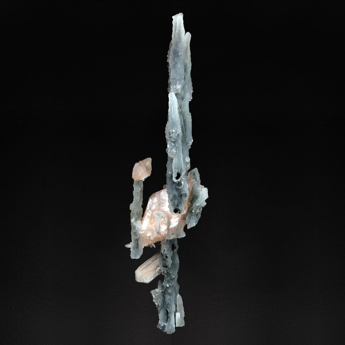 Heulandite with Stilbite on Chalcedony Stalactite - #20T08