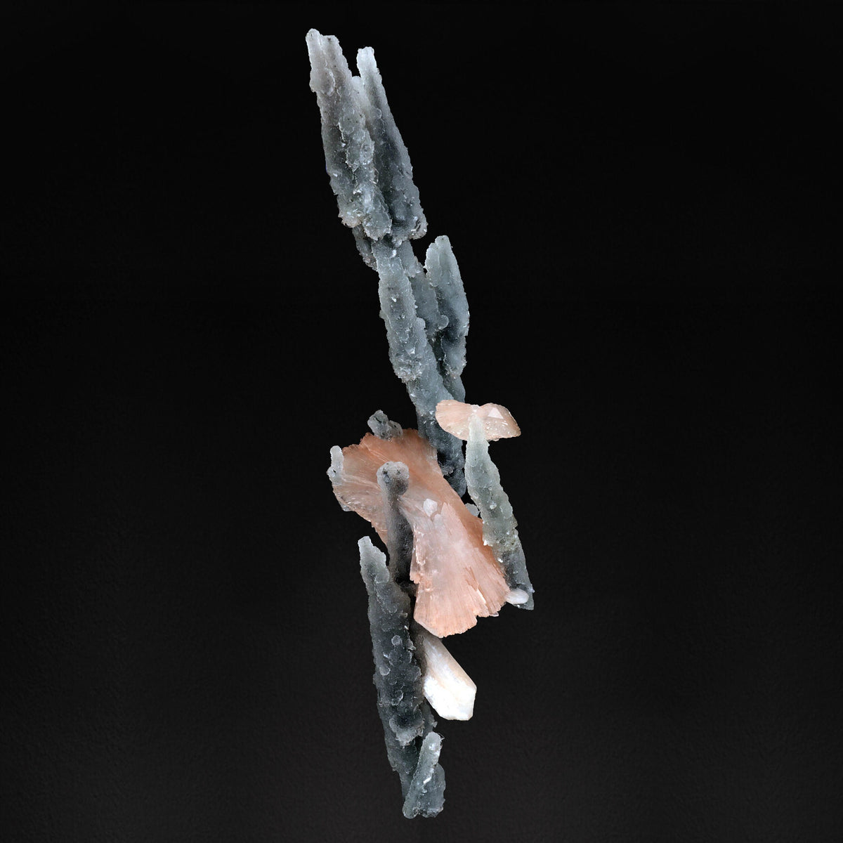 Heulandite with Stilbite on Chalcedony Stalactite - #20T08