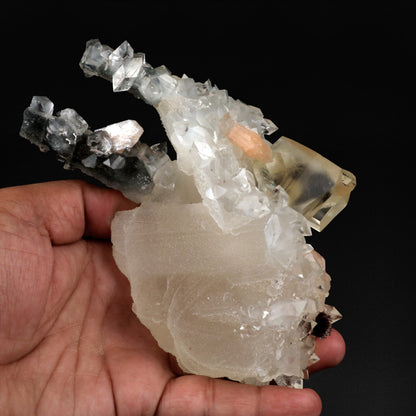 Calcite with Apophyllite and Stilbite on Chalcedony - #20T16