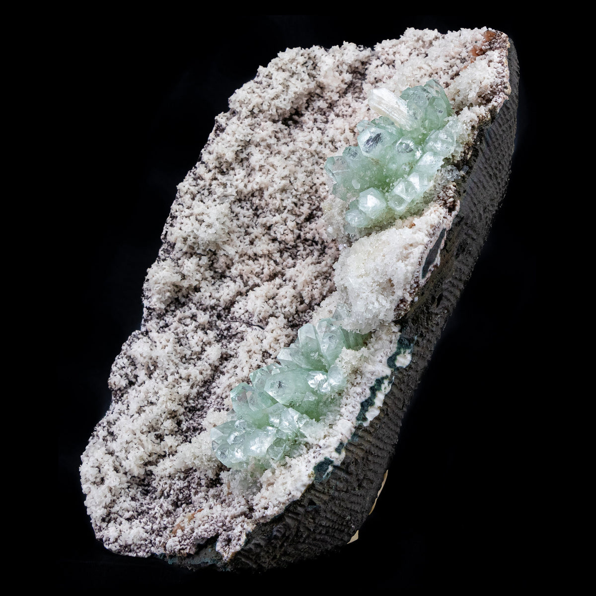 Green Apophyllite Clustered with Stilbite Inclusion - #C5