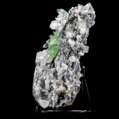 Deep Green Apophyllite with Calcite Cubes and Stilbite - #C11