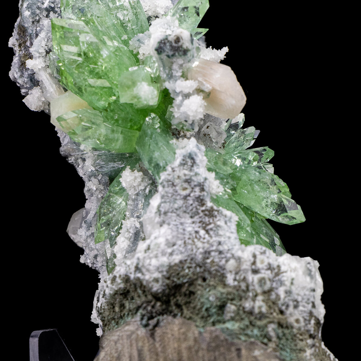 Deep Green Apophyllite with Calcite Cubes and Stilbite - #C11