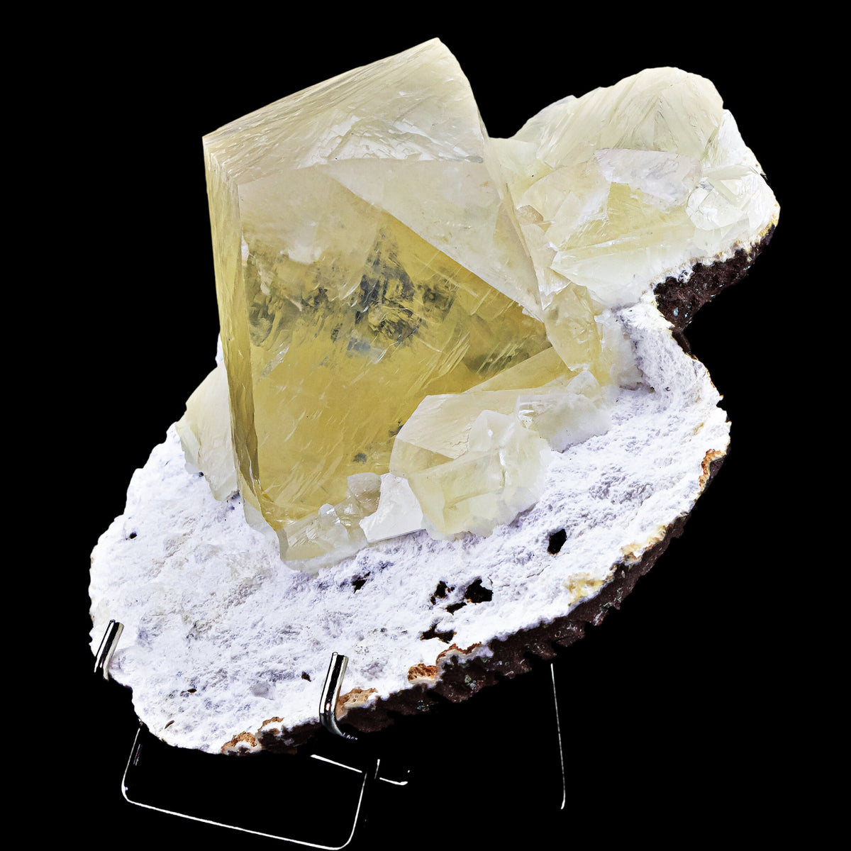 Pale Yellow Calcite Cluster on Mordenite - #C41