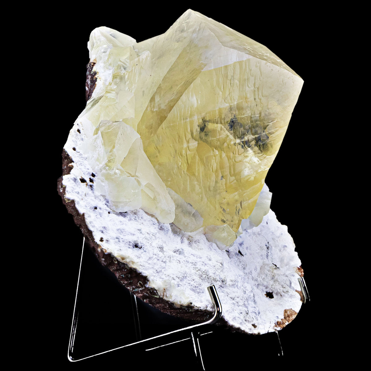 Pale Yellow Calcite Cluster on Mordenite - #C41