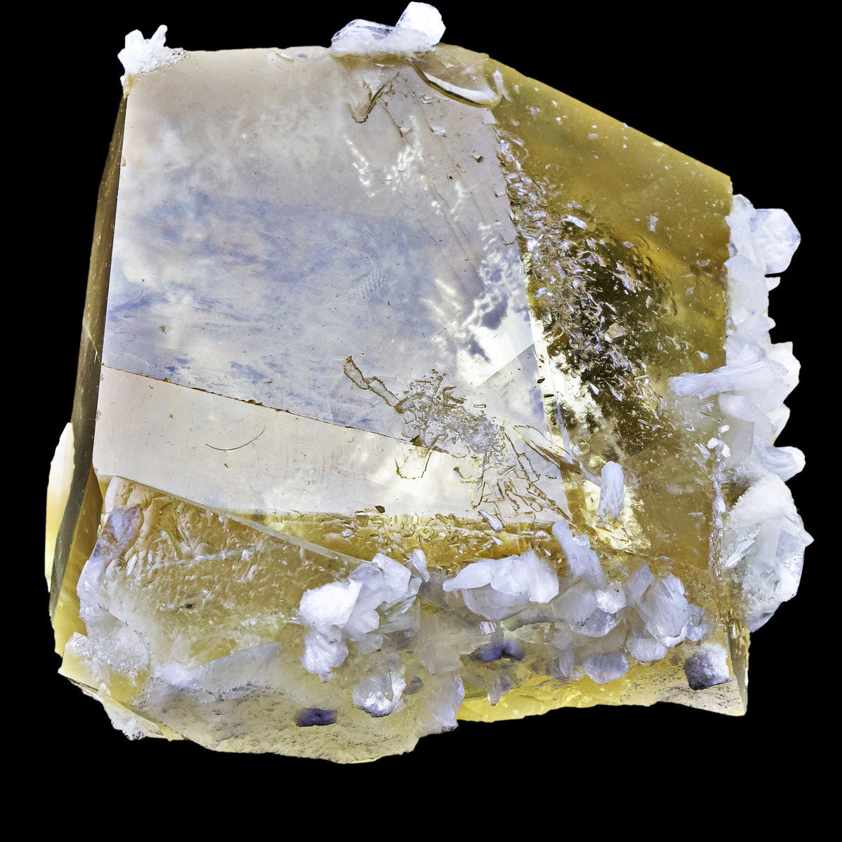 Huge Calcite with White Stilbite Blades - #C54