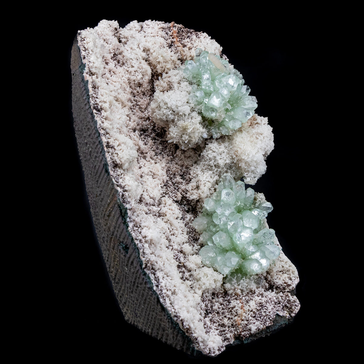Green Apophyllite Clustered with Stilbite Inclusion - #C5
