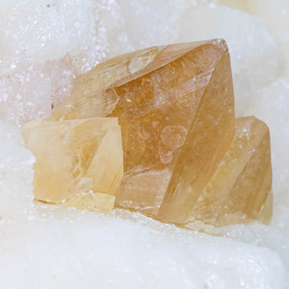 Powellite Pyramids with Green Apophyllite on Stilbite - #C16