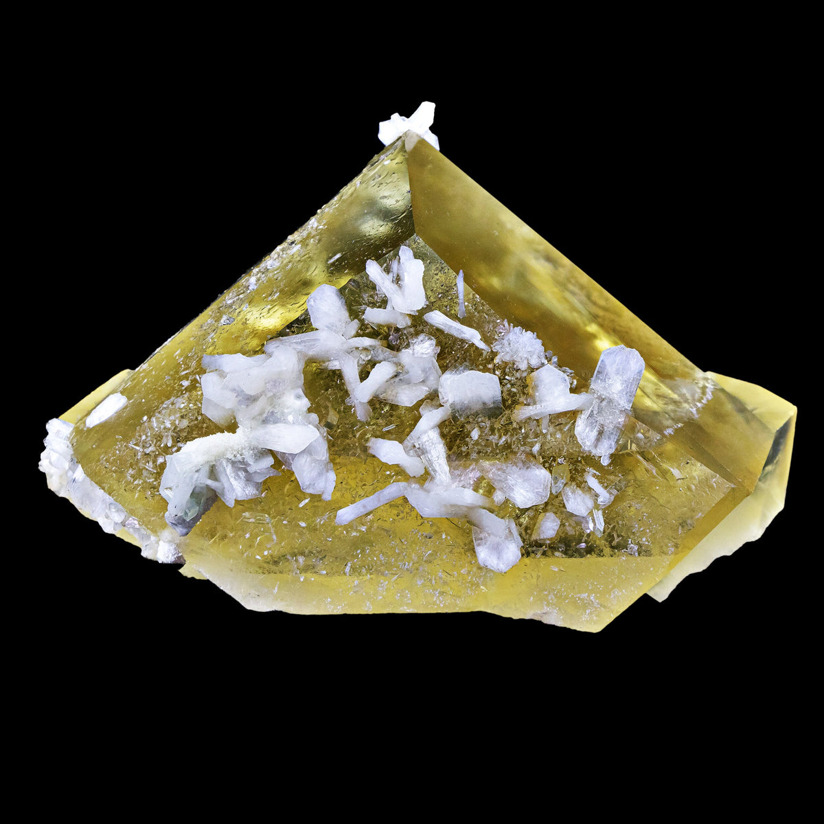 Huge Calcite with White Stilbite Blades - #C54