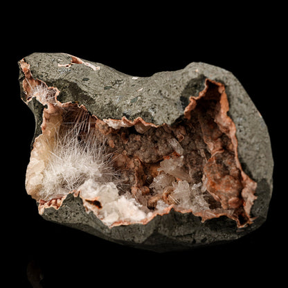 Scolecite Spray inside stilbite Geode Natural Mineral Specimen # B 5960