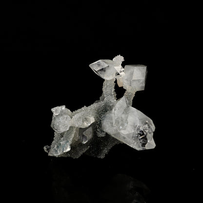 Apophyllite Crystals on Sparkling MM Quartz Stalactite Natural Mineral Specimen # B 6082