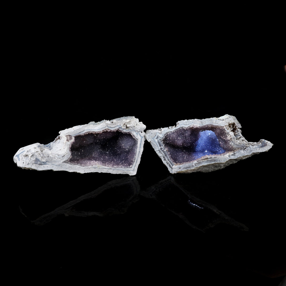 Amethyst Sparkling Crystals Geode in two Half's Natural Mineral Specimen # B 6364
