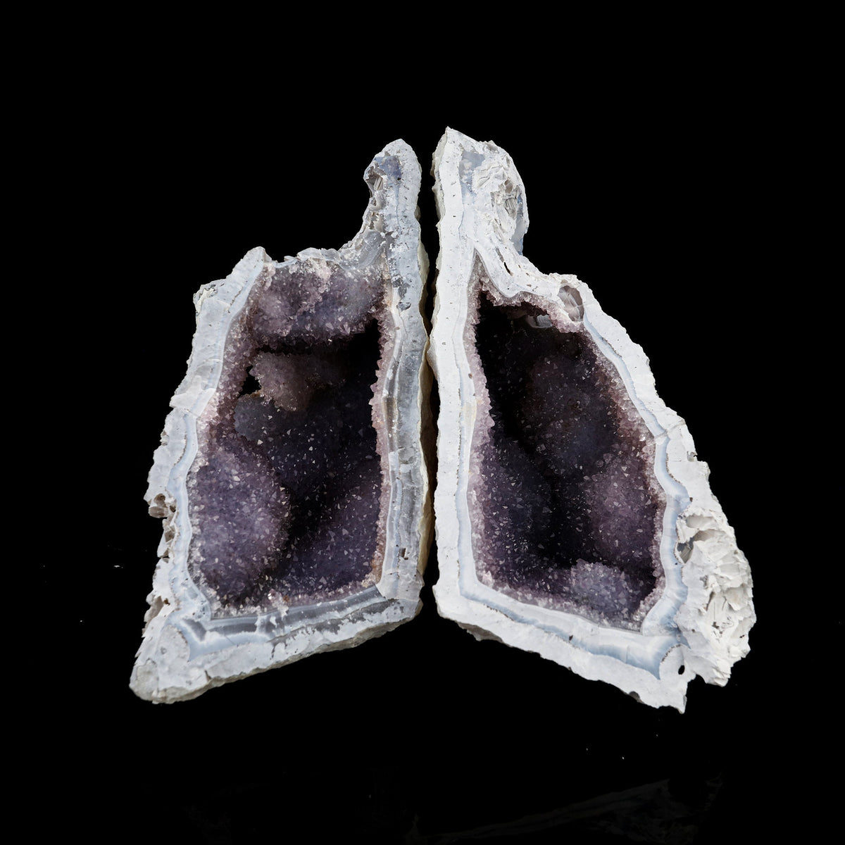 Amethyst Sparkling Crystals Geode in two Half's Natural Mineral Specimen # B 6364