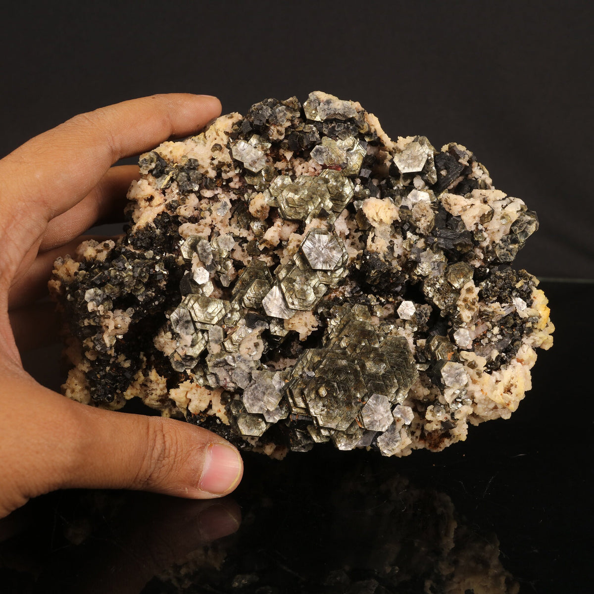 Rare Hexagon Mica with Feldspar Natural Mineral Specimen # B 6828