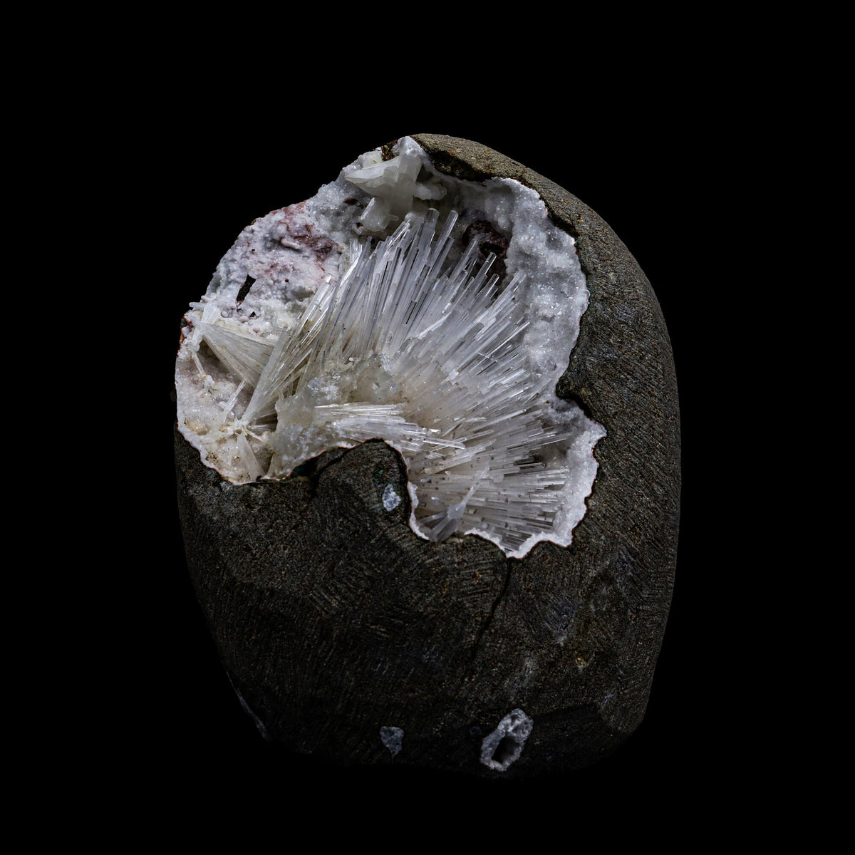 Selfstanding Scolecite Spray Geode With MM Quartz Natural Mineral Specimen # B 6899
