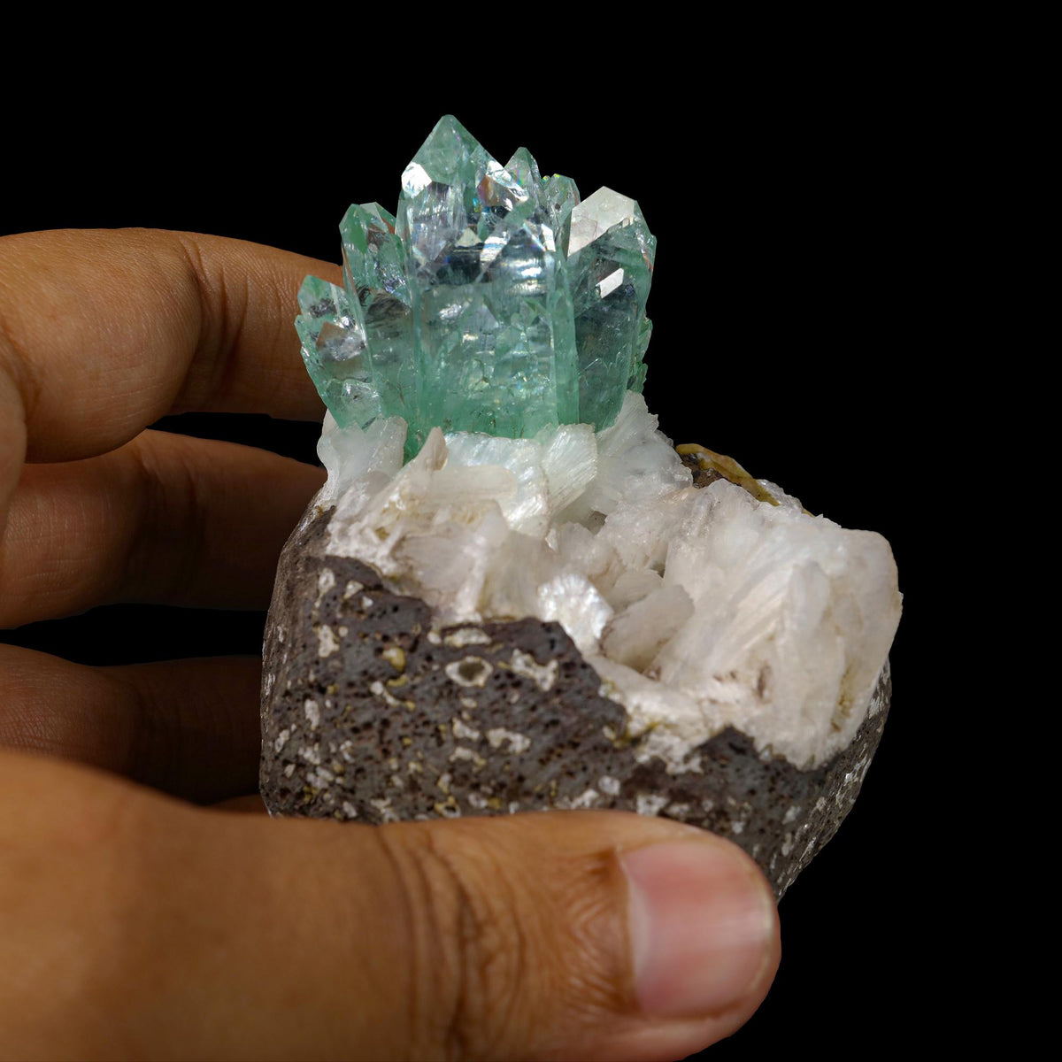 Green Apophyllite sharp terminated Natural Mineral Specimen USA # B 6933