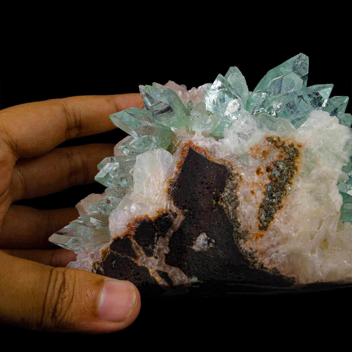 Green Apophyllite sharp terminated Natural Mineral Specimen USA # B 6935