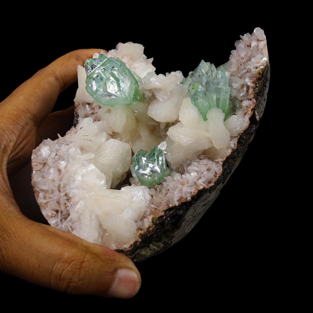 Green Apophyllite sharp terminated Natural Mineral Specimen USA # B 6936