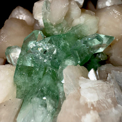 Green Apophyllite on Stilbite | Indian Mineral Specimen