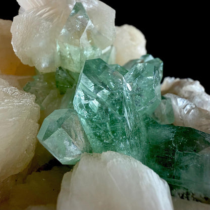 Green Apophyllite on Stilbite | Indian Mineral Specimen