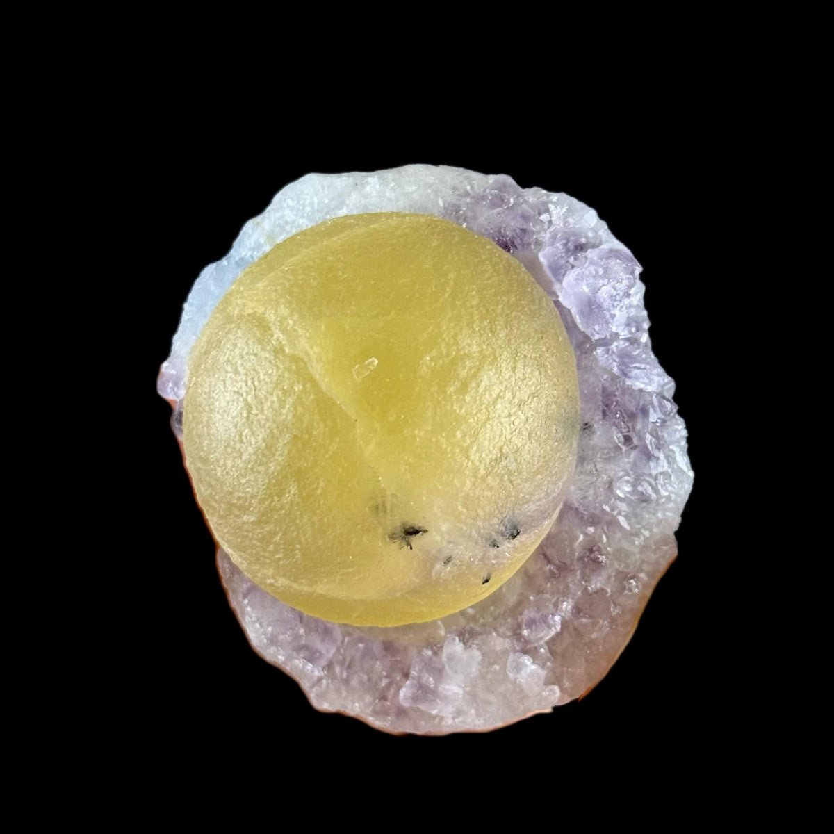 Botryoidal Fluorite on Amethyst | Indian Mineral Specimen