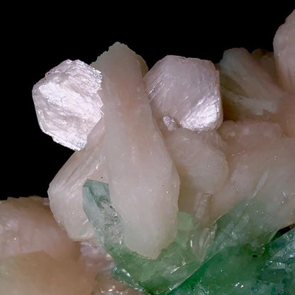 Green Apophyllite on Stilbite | Indian Mineral Specimen