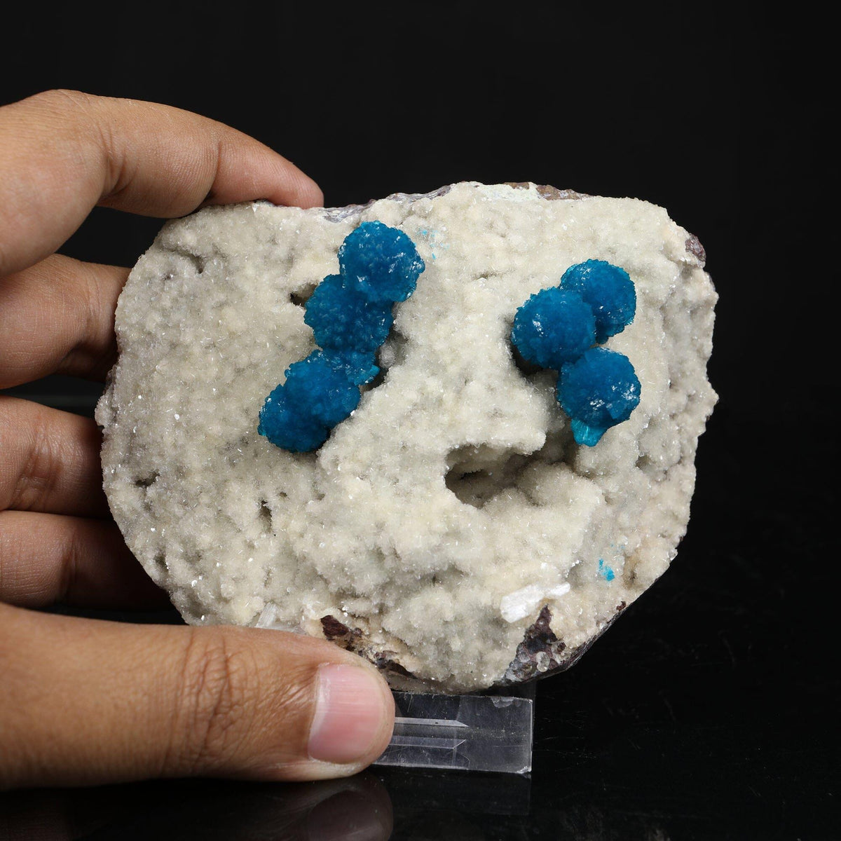 Rare Cavansite on Shimmering Heulandite – Lustrous Crystal Mineral Specimen from India | Collector Display Piece # B 7250 Cavansite Superb Minerals