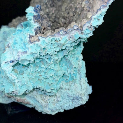 Blue Shattuckite With Quartz On Chrysocolla – Large Cabinet Mineral Specimen From Congo (Drc) – 13" Bowl Formation